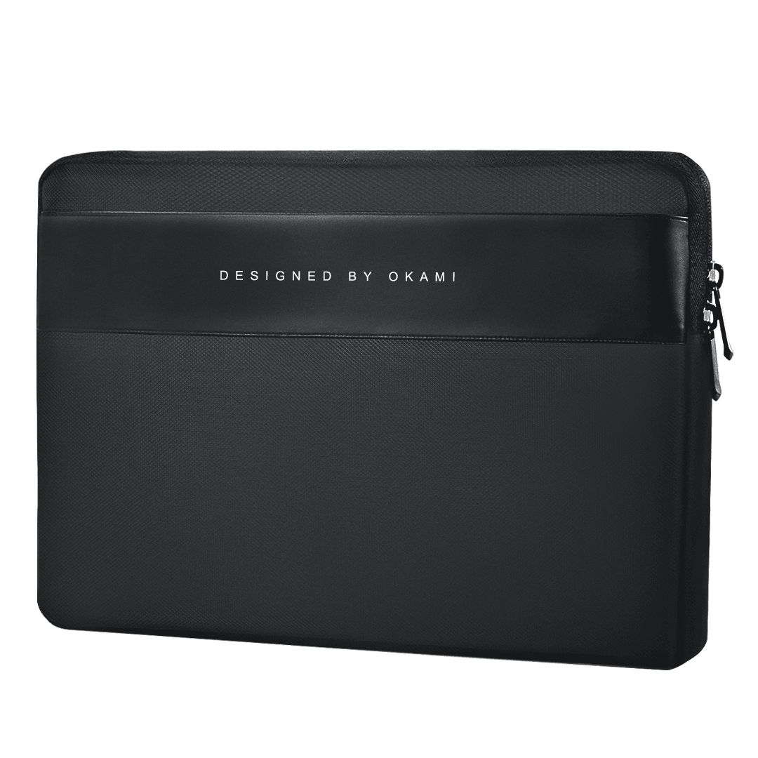 ZenPack Laptop Sleeve X Folio for MacBook & Laptops up to 14 Inches with Scratch-Proof Lining (Obsidian Black) - OKAMI