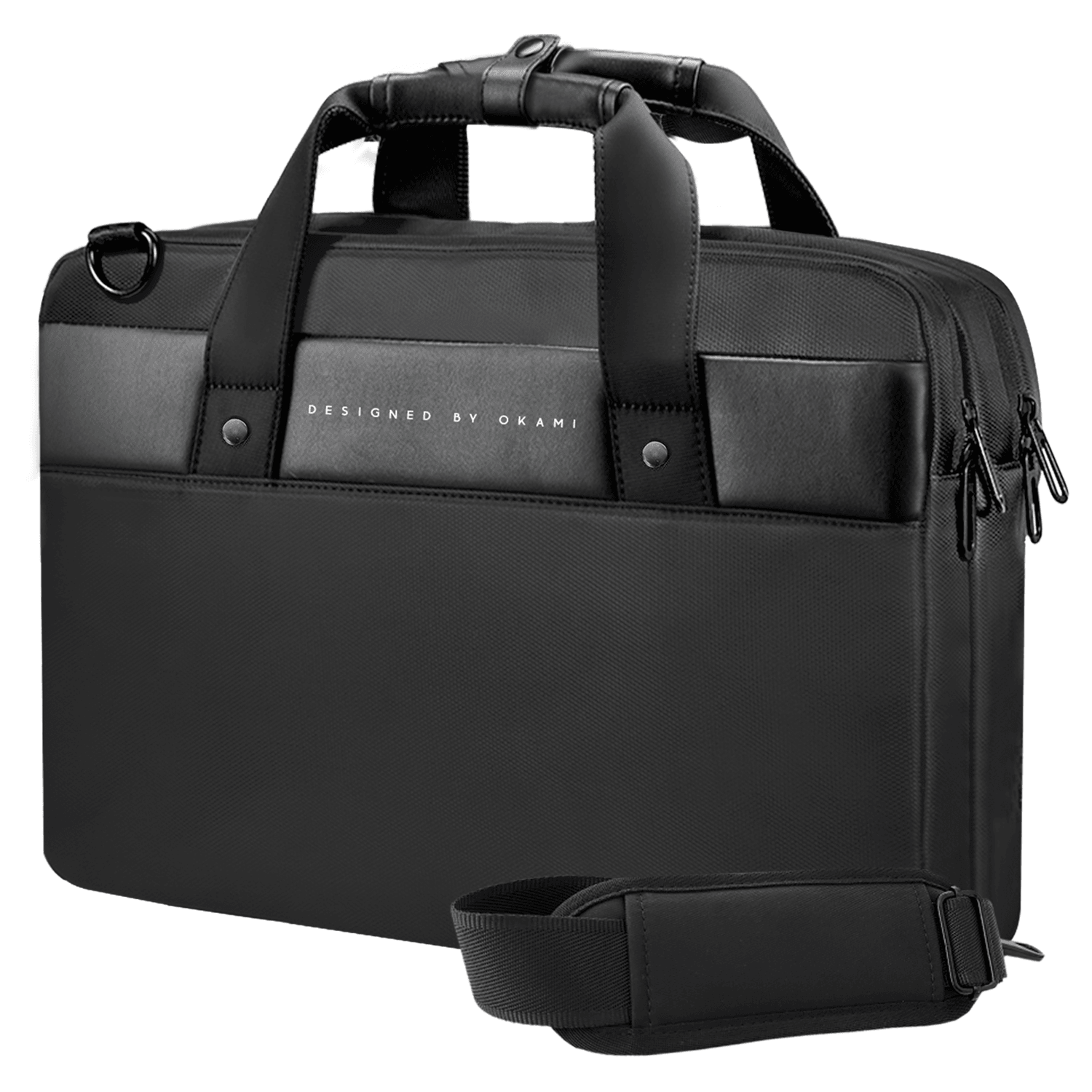 ZenPack Classic Laptop Messenger Bag X Briefcase for Laptops up to 15.6 inches with Advanced Organizer (Obsidian Black) - OKAMI