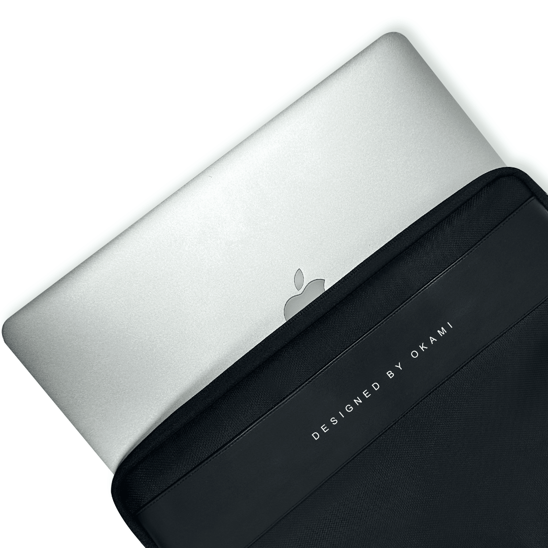 ZenPack Laptop Sleeve X Folio for MacBook & Laptops up to 14 Inches with Scratch-Proof Lining (Obsidian Black) - OKAMI