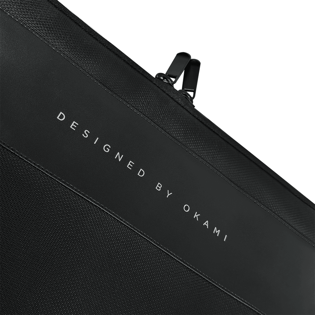 ZenPack Laptop Sleeve X Folio for MacBook & Laptops up to 14 Inches with Scratch-Proof Lining (Obsidian Black) - OKAMI