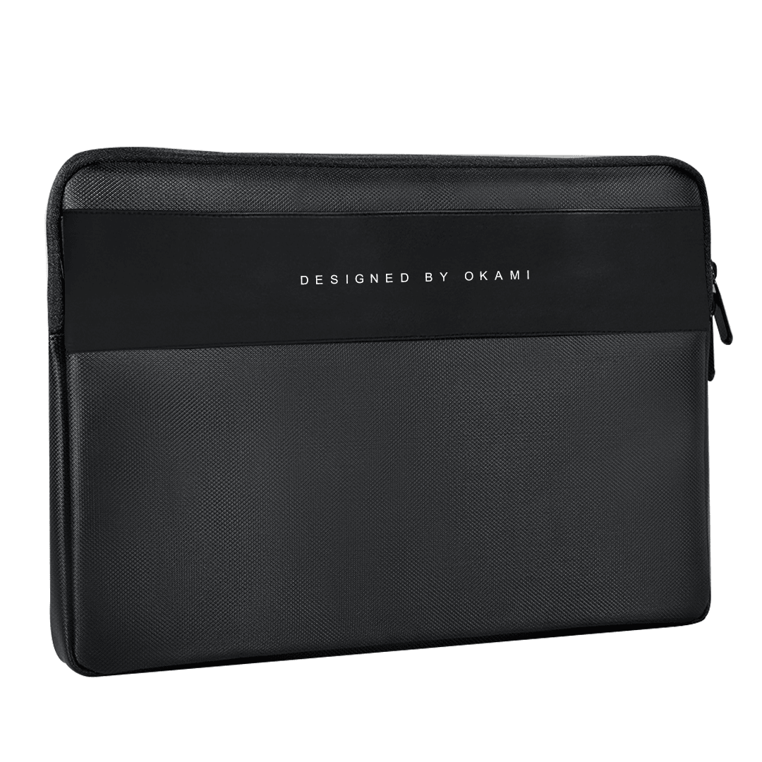 ZenPack Laptop Sleeve X Folio for MacBook & Laptops up to 14 Inches with Scratch-Proof Lining (Obsidian Black) - OKAMI