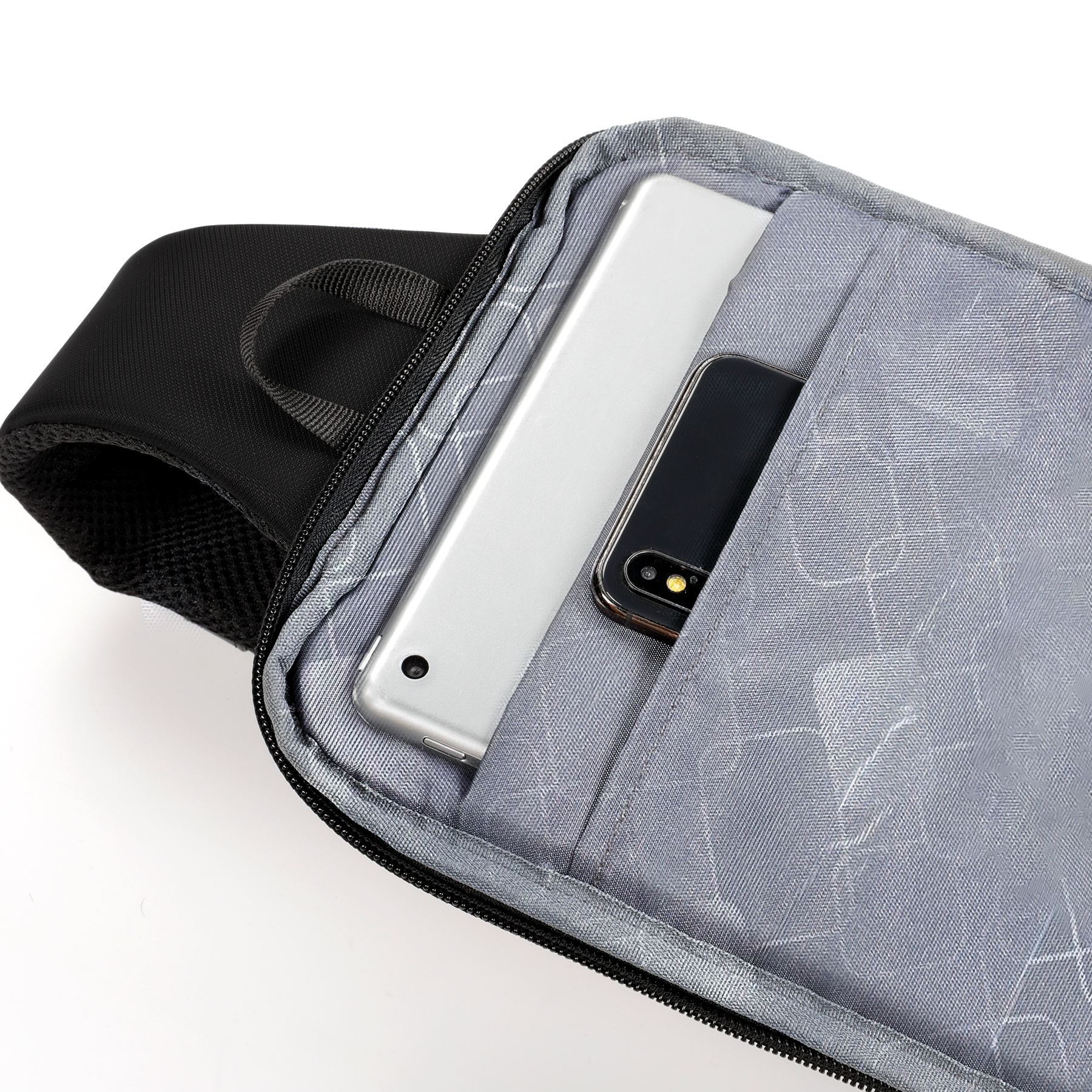GoPack Mini Tech Sling Bag with DUAL USB with Type-C Port for Fast-Charging and Advanced Organizer (Black)