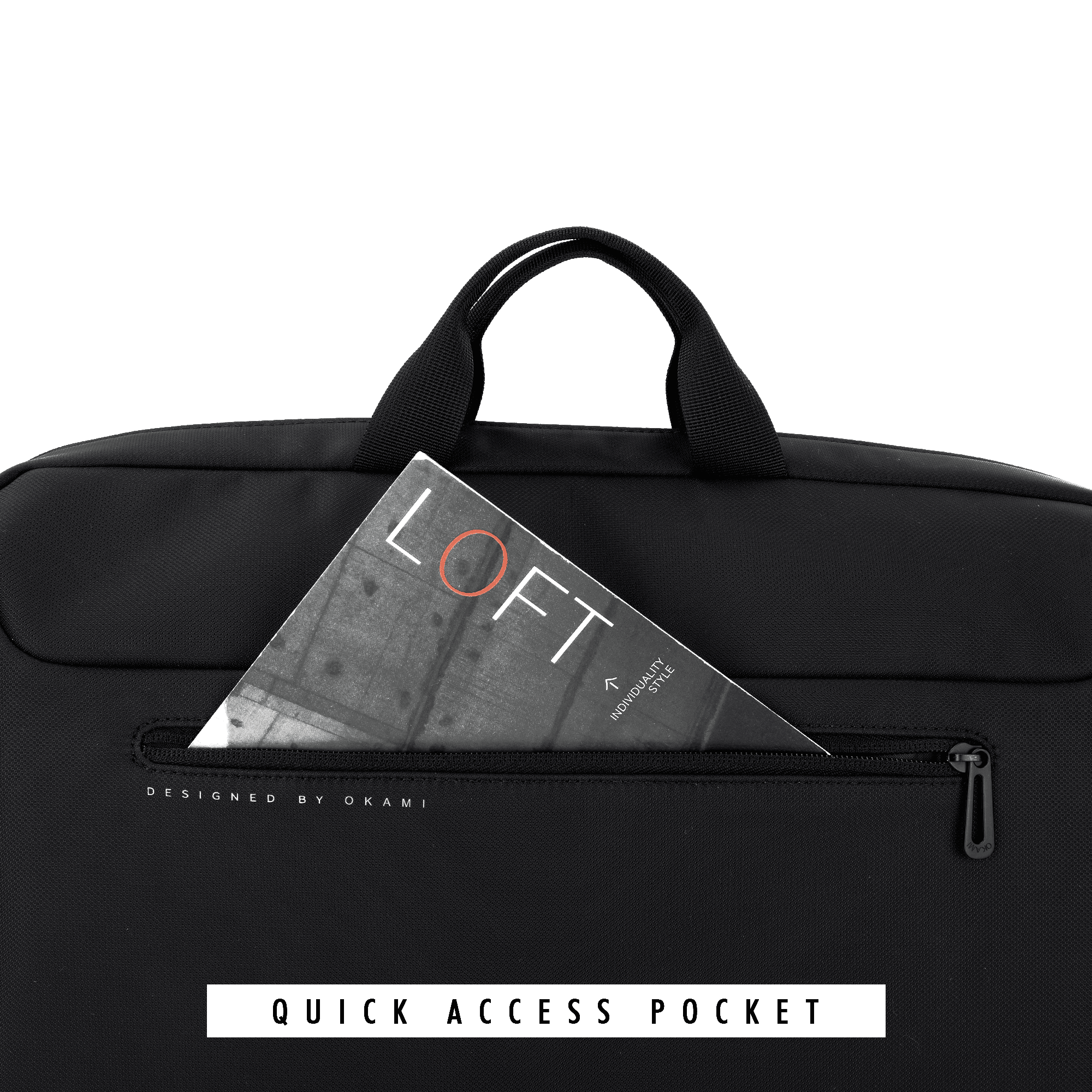 ZenPack UNO Minimal Black Messenger Bag X Briefcase for Laptops up to 15.6 inches (Black) - OKAMI