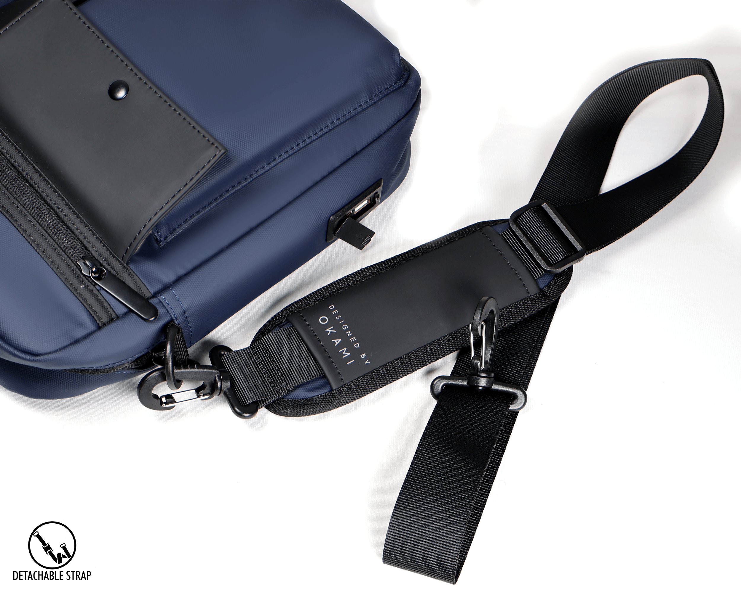 Zenpack Cargo Laptop Messenger Bag X Briefcase - DUAL USB with Type-C Port for Fast-Charging for Laptops up to 15.6 inches (Osaka Blue) - OKAMI