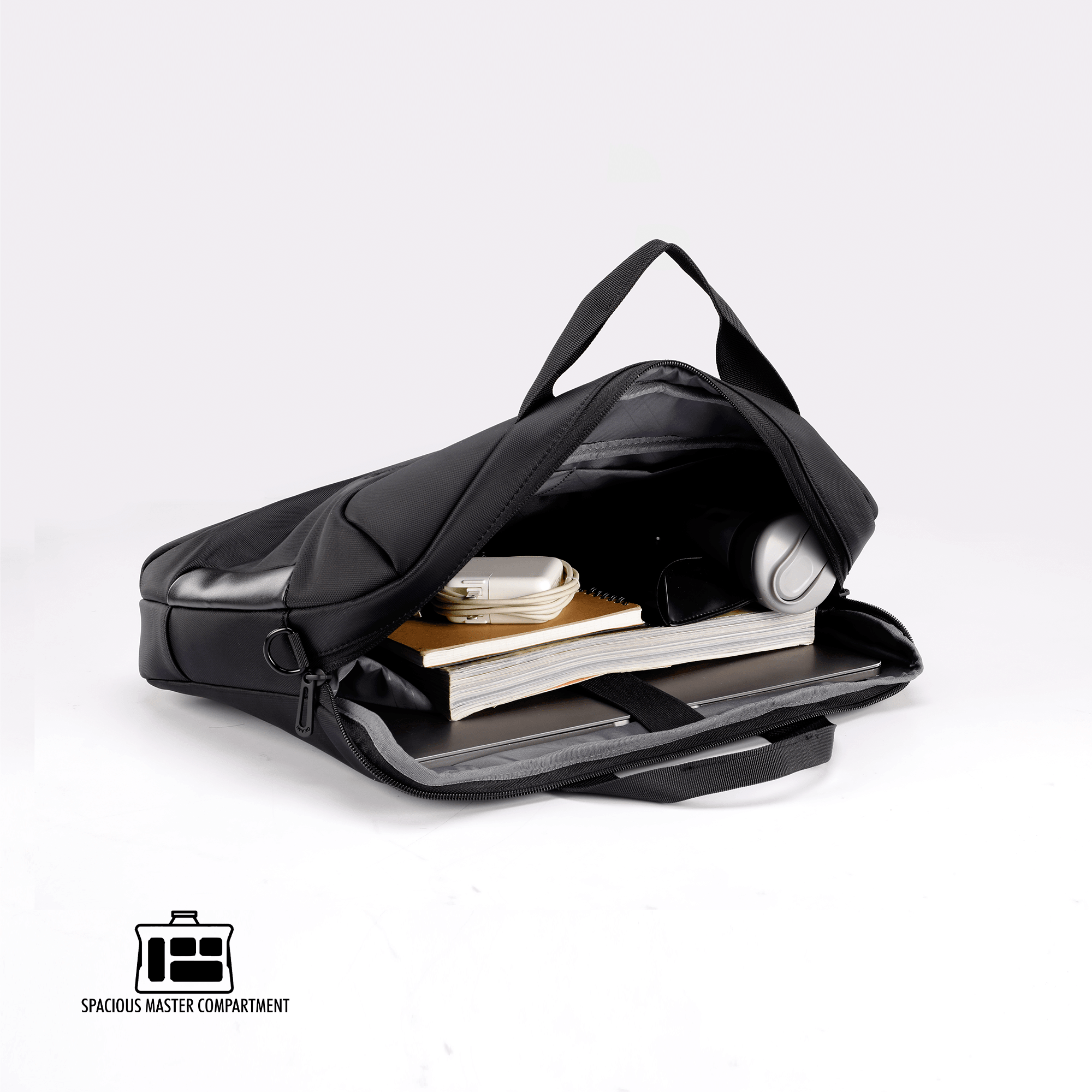 ZenPack UNO Minimal Black Messenger Bag X Briefcase for Laptops up to 15.6 inches (Black) - OKAMI