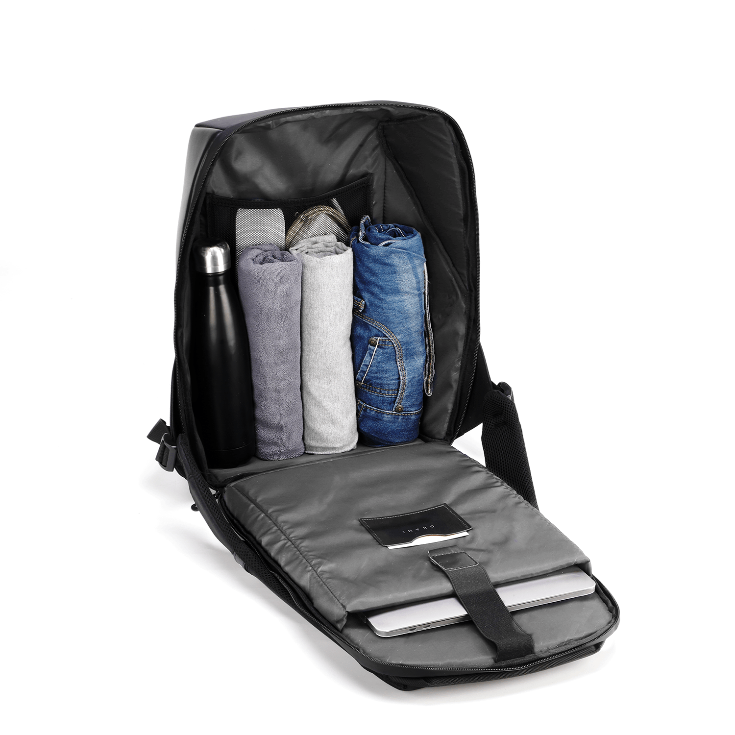 GoPack Classic Anti-Theft Laptop Backpack for Laptops up to 15.6 inches with Tech Organizer (Black) - OKAMI