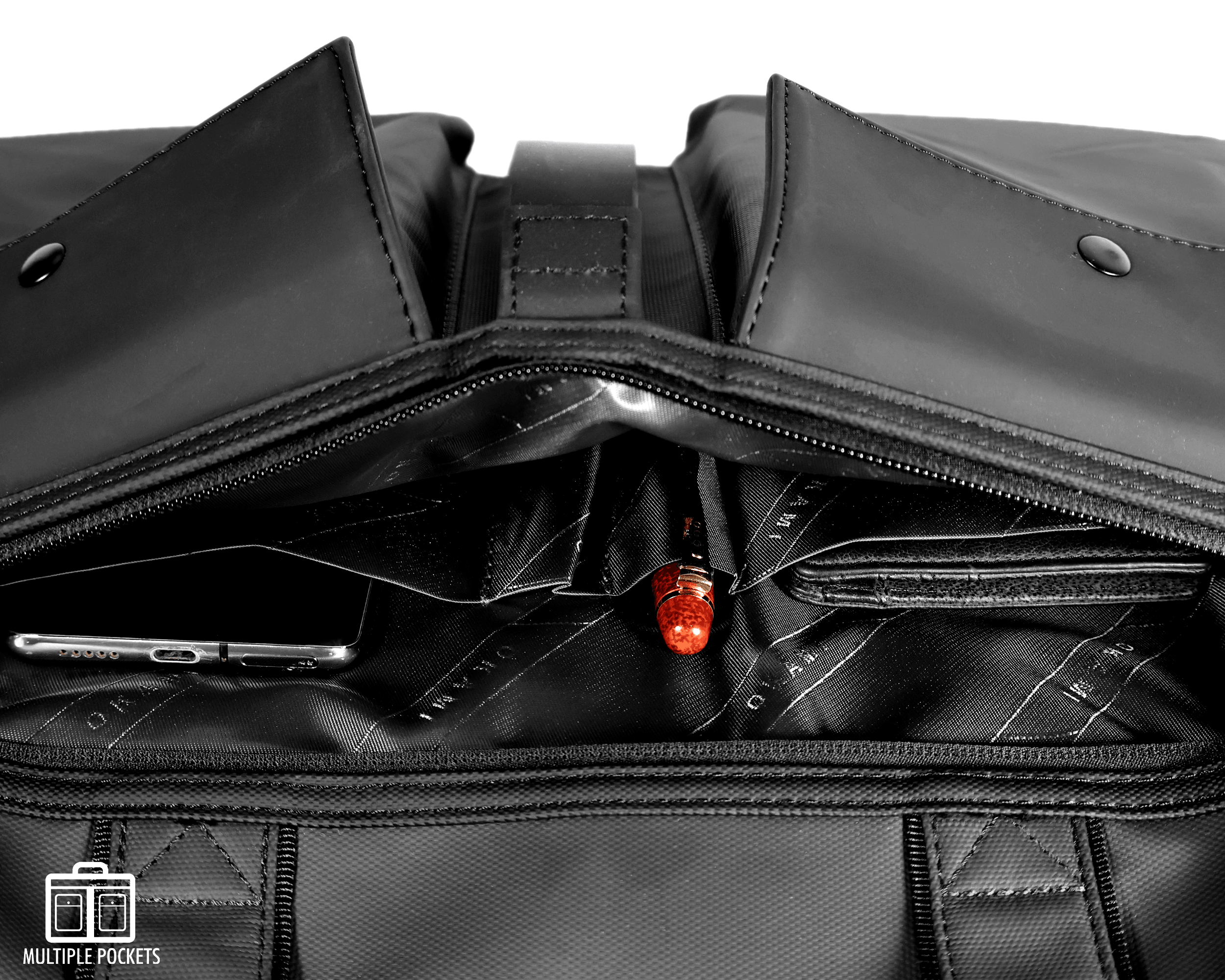 Zenpack Cargo Laptop Messenger Bag X Briefcase - DUAL USB with Type-C Port for Fast-Charging for Laptops up to 15.6 inches (Obsidian Black) - OKAMI