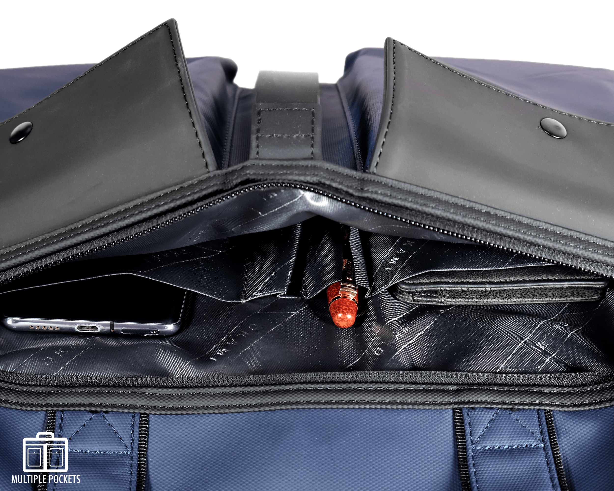 Zenpack Cargo Laptop Messenger Bag X Briefcase - DUAL USB with Type-C Port for Fast-Charging for Laptops up to 15.6 inches (Osaka Blue) - OKAMI