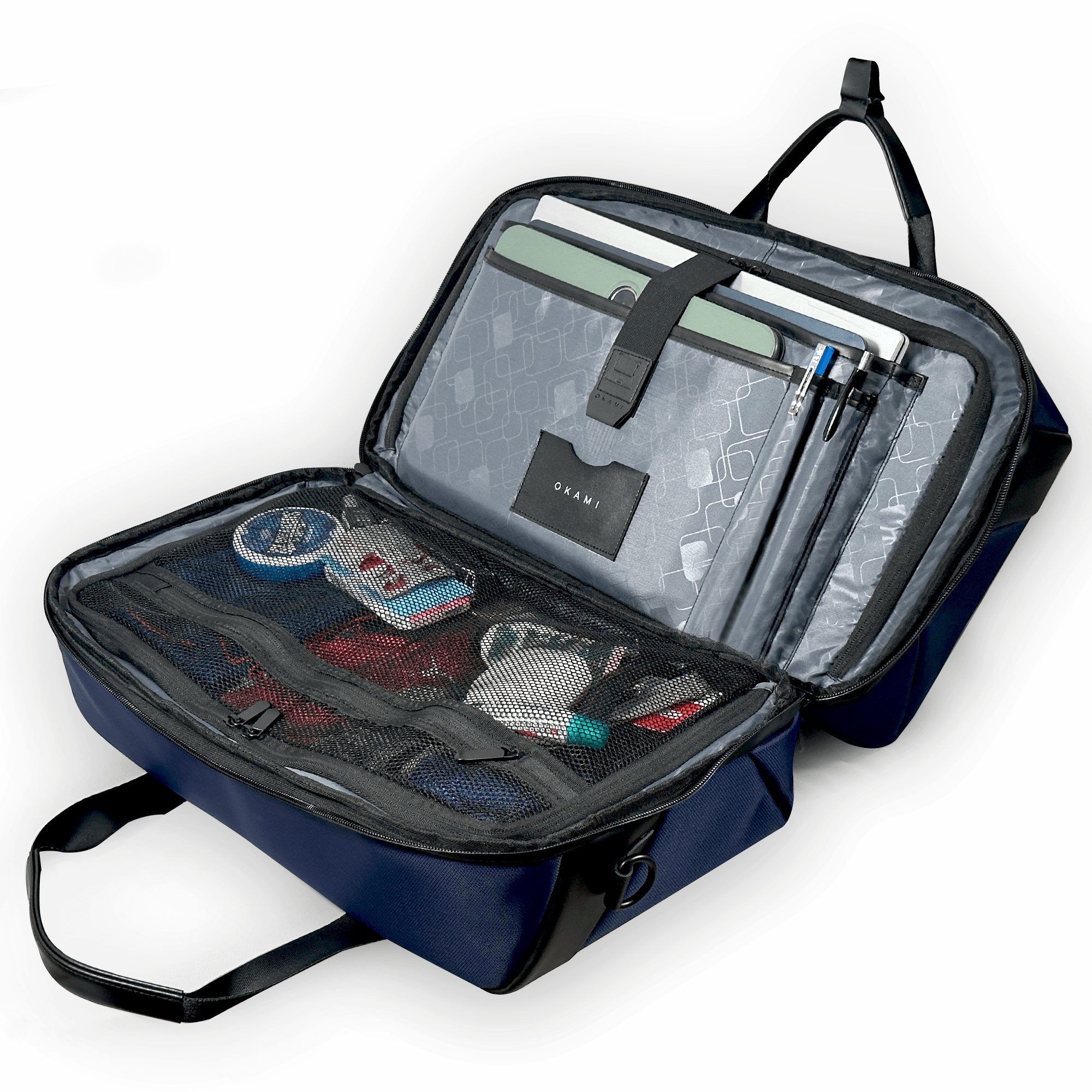 Omnipack Duffle Bag 35 Litres| Gym and Travel Bag with Detachable Strap | Weekender Travel Bag with Built-In Laptop and Tablet Compartment | Cabin Bag with Trolley Sleeve (Osaka Blue) - OKAMI