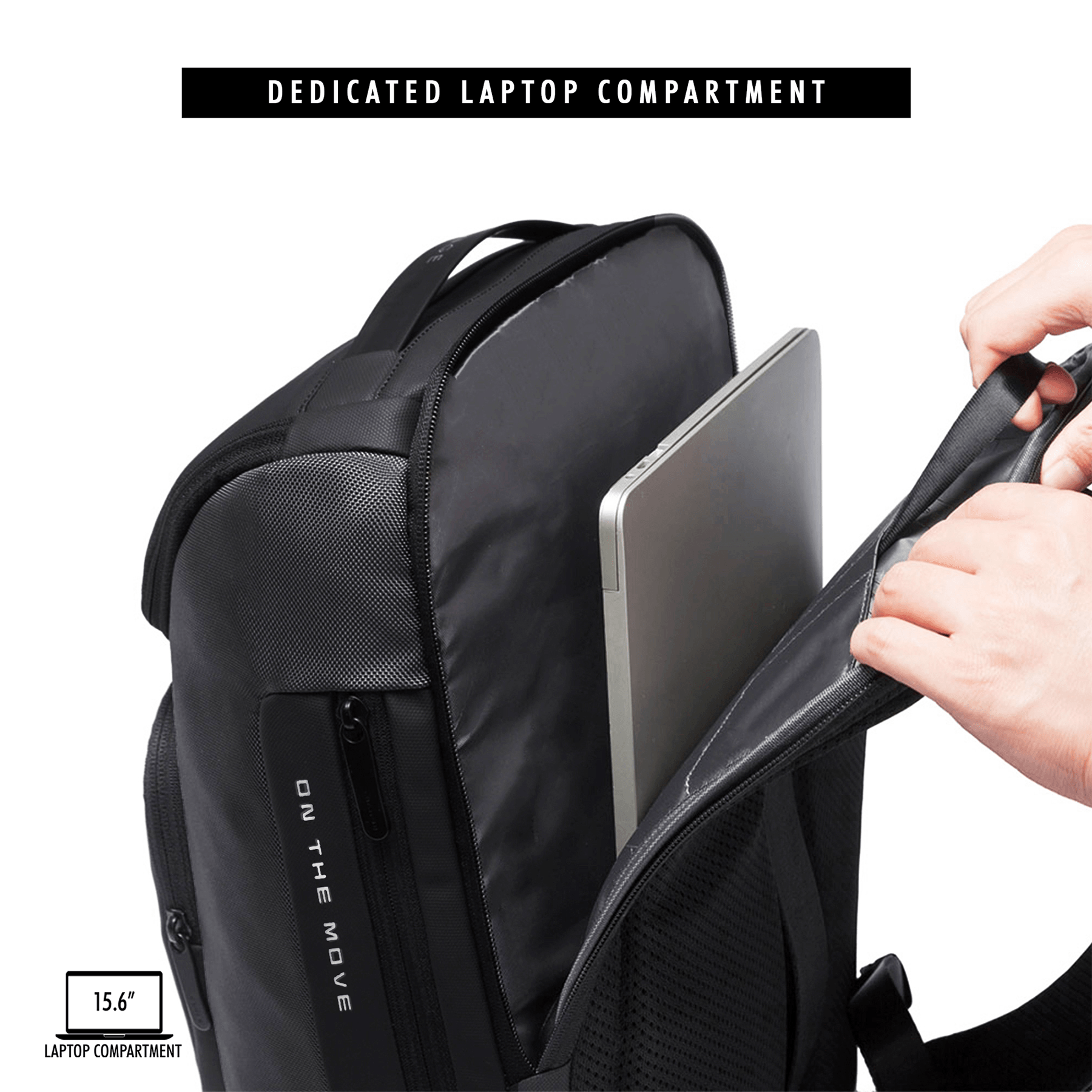 Nomad Laptop Backpack for Laptops up to 15.6" with Integrated Dual USB PD 3.0 Type-C Fast-Charging Upto 35 Watts (Black) - OKAMI