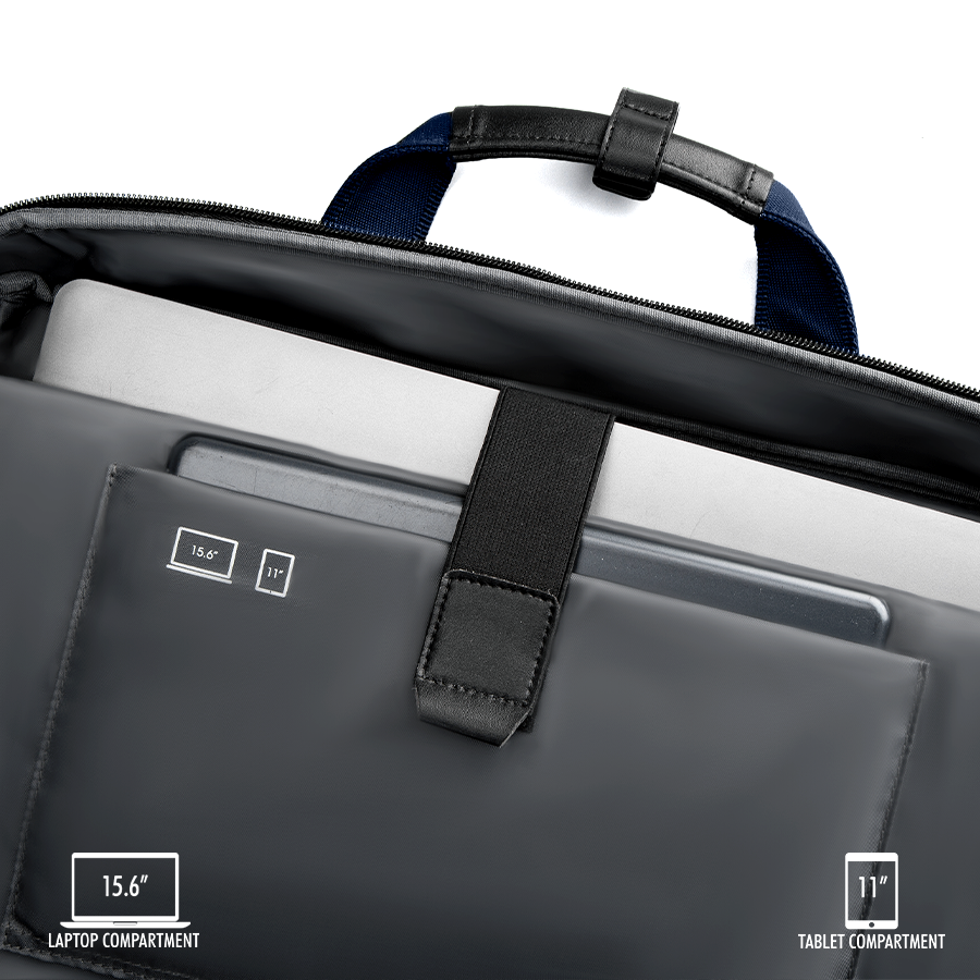 ZenPack LITE (Shibuya Blue) Laptop Messenger Bag X Briefcase with USB Fast-Charging