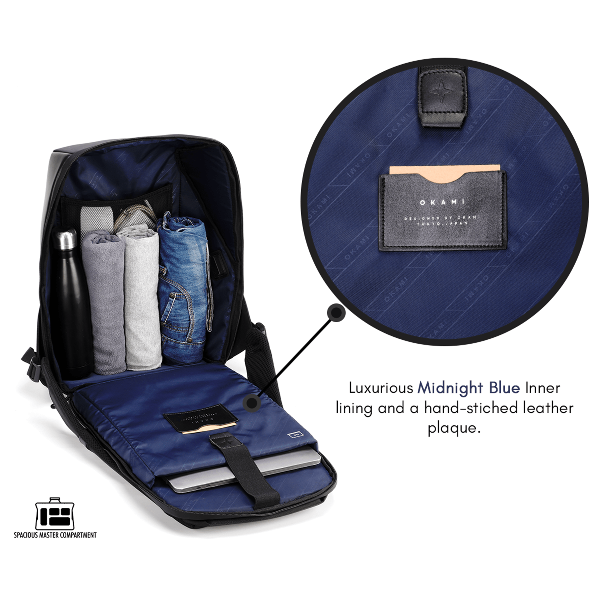 GoPack LUXE Anti-Theft Laptop Backpack with USB Fast-Charging for Laptops up to 15.6 inches - OKAMI