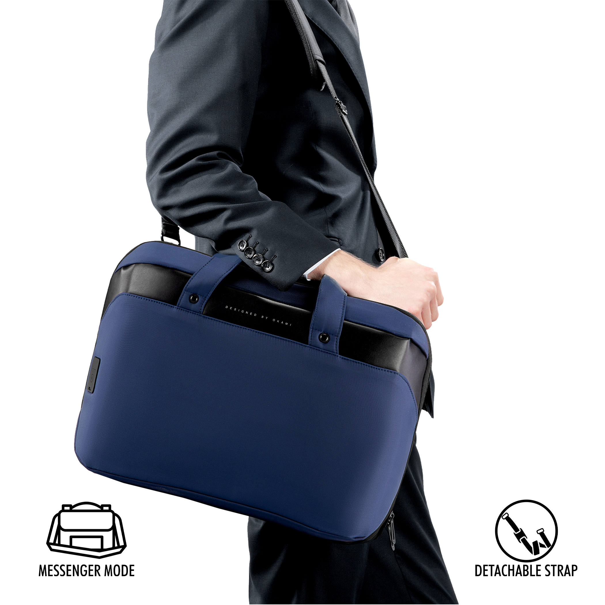 ZenPack LITE (Shibuya Blue) Laptop Messenger Bag X Briefcase with USB Fast-Charging