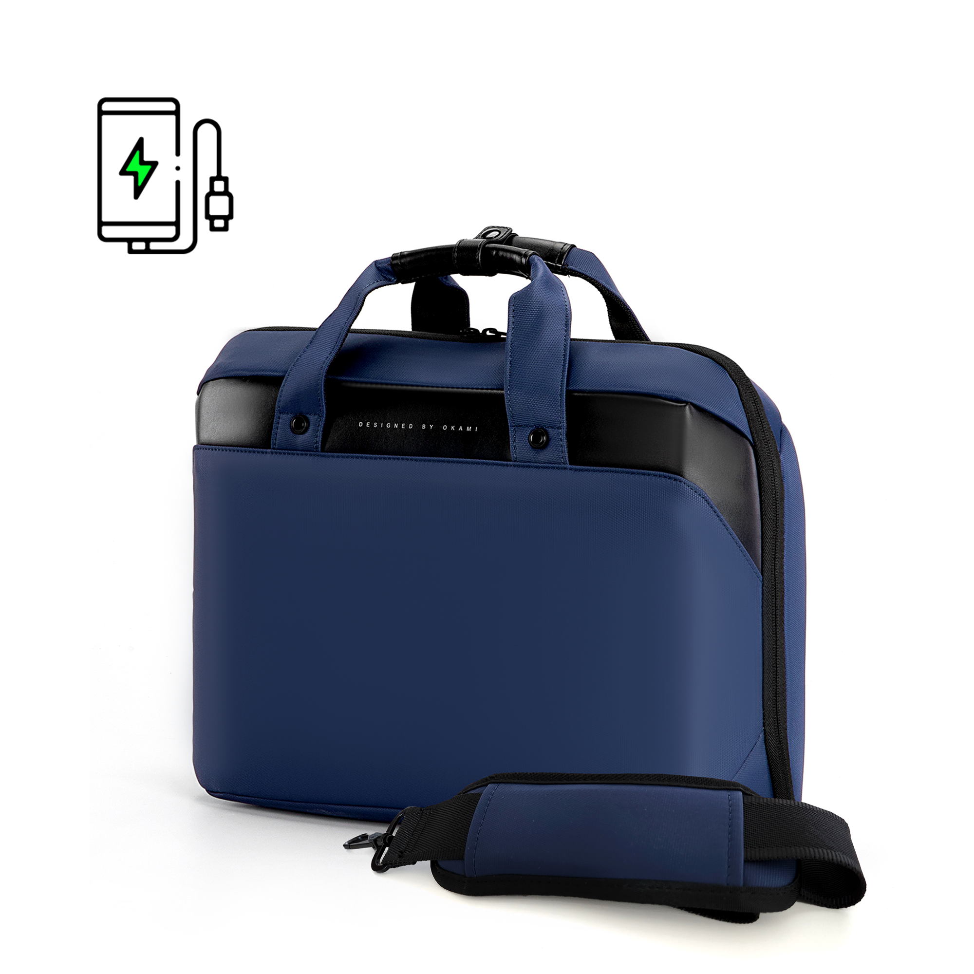 ZenPack LITE (Shibuya Blue) Laptop Messenger Bag X Briefcase with USB Fast-Charging