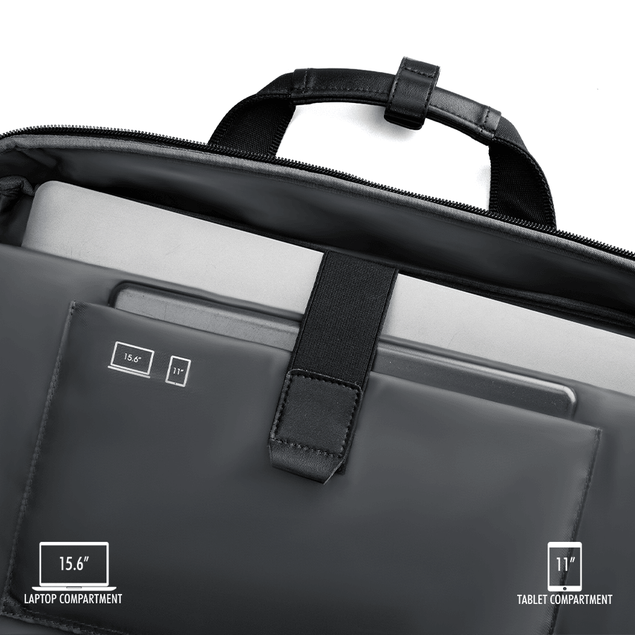 ZenPack LITE Laptop Messenger Bag X Briefcase with USB Fast-Charging for Laptops up to 15.6 inches (Kyoto Black) - OKAMI