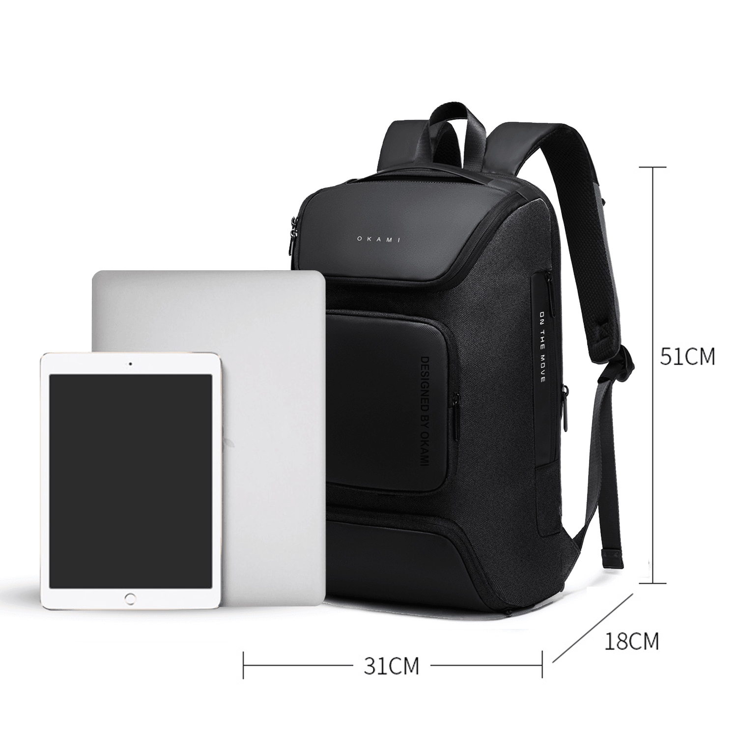 Nomad Classic Laptop Backpack for Laptops up to 15.6 inches with Smart Organizer (Black) - OKAMI