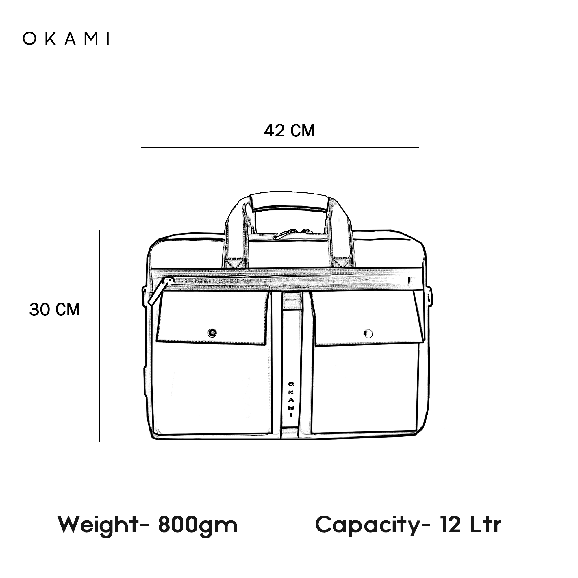 Okami Zenpack Cargo Laptop Messenger Bag X Briefcase with USB Fast-Charging (Obsidian Black)