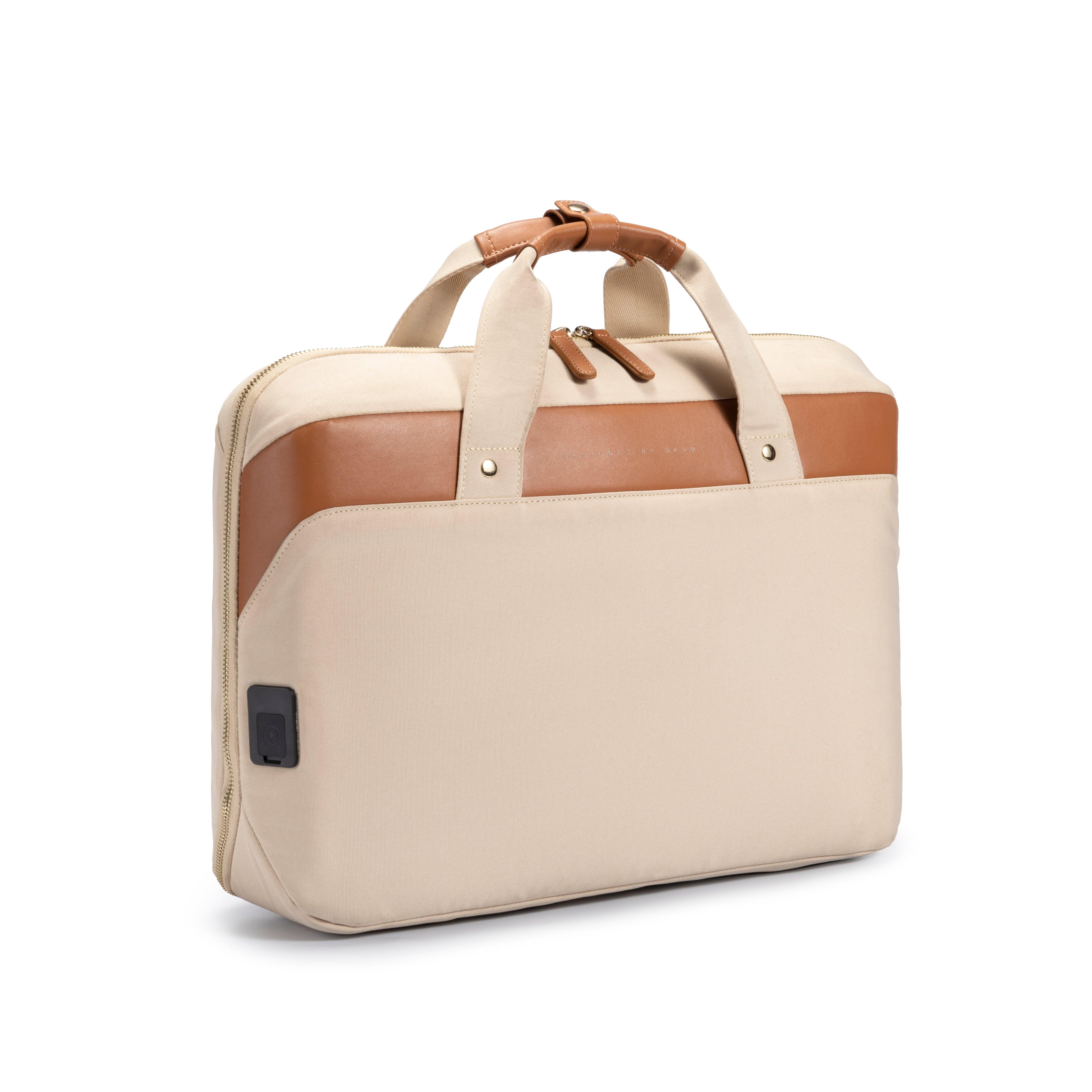 ZenPack LITE Laptop Messenger Bag X Briefcase with USB Fast-Charging for Laptops up to 15.6 inches (Beige) - OKAMI