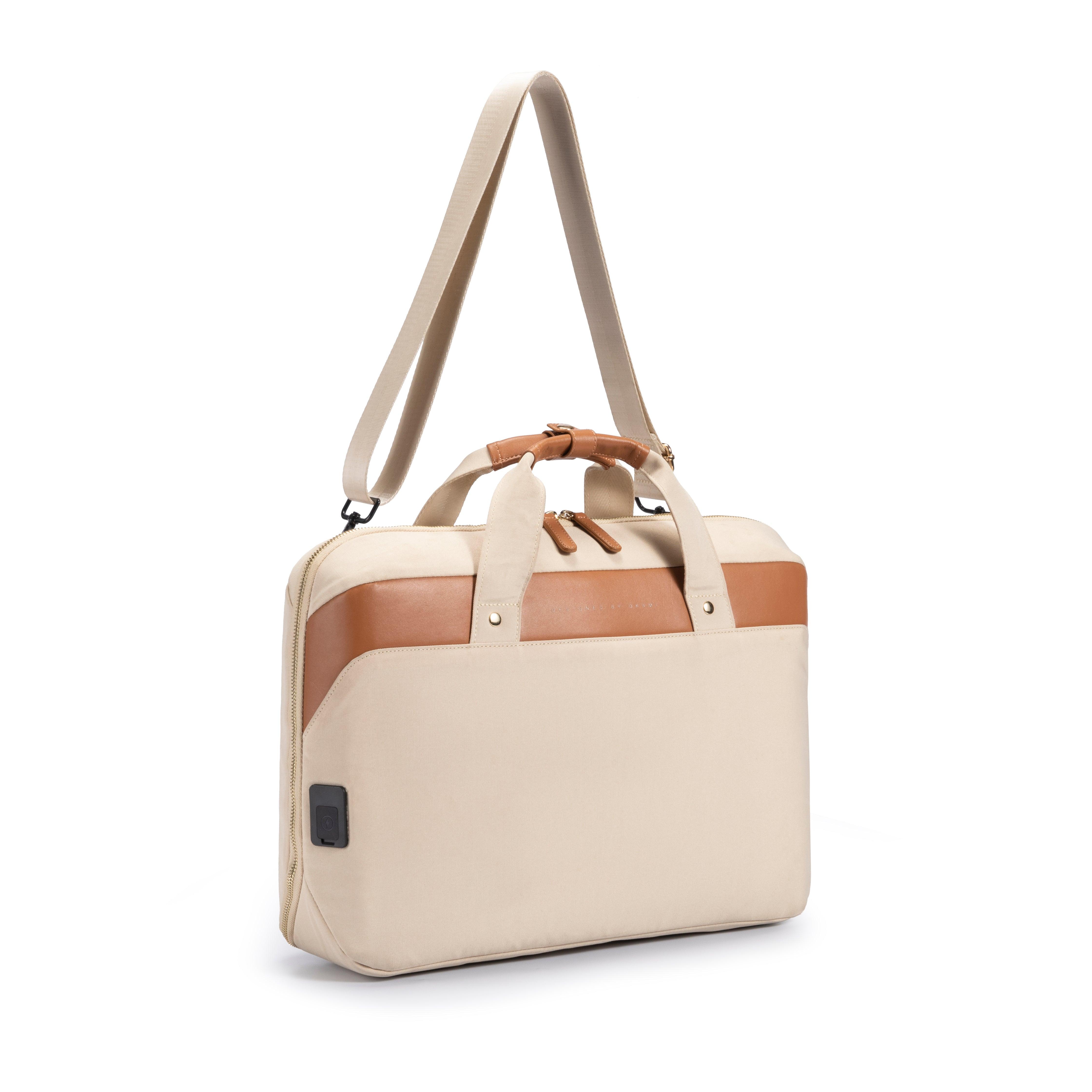 ZenPack LITE Laptop Messenger Bag X Briefcase with USB Fast-Charging for Laptops up to 15.6 inches (Beige) - OKAMI