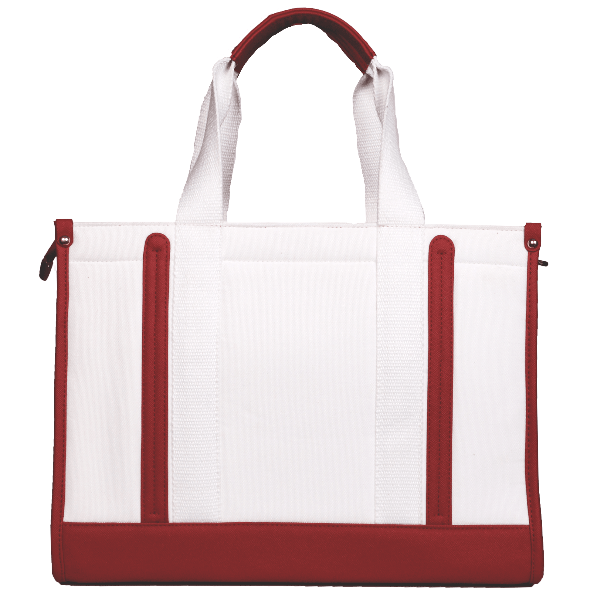 Everyday Women's Canvas Tote Bag for Laptops up to 14 Inches (White-Red) - OKAMI