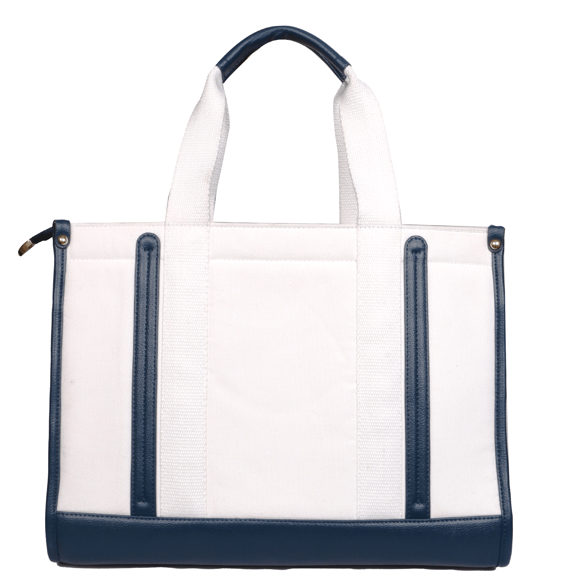 Everyday Women's Canvas Tote Bag for Laptops up to 14 Inches (White-Blue) - OKAMI
