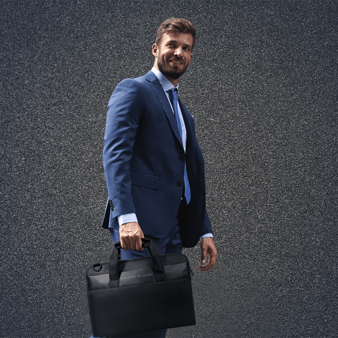 ZenPack Classic Laptop Messenger Bag X Briefcase for Laptops up to 15.6 inches with Advanced Organizer (Obsidian Black) - OKAMI