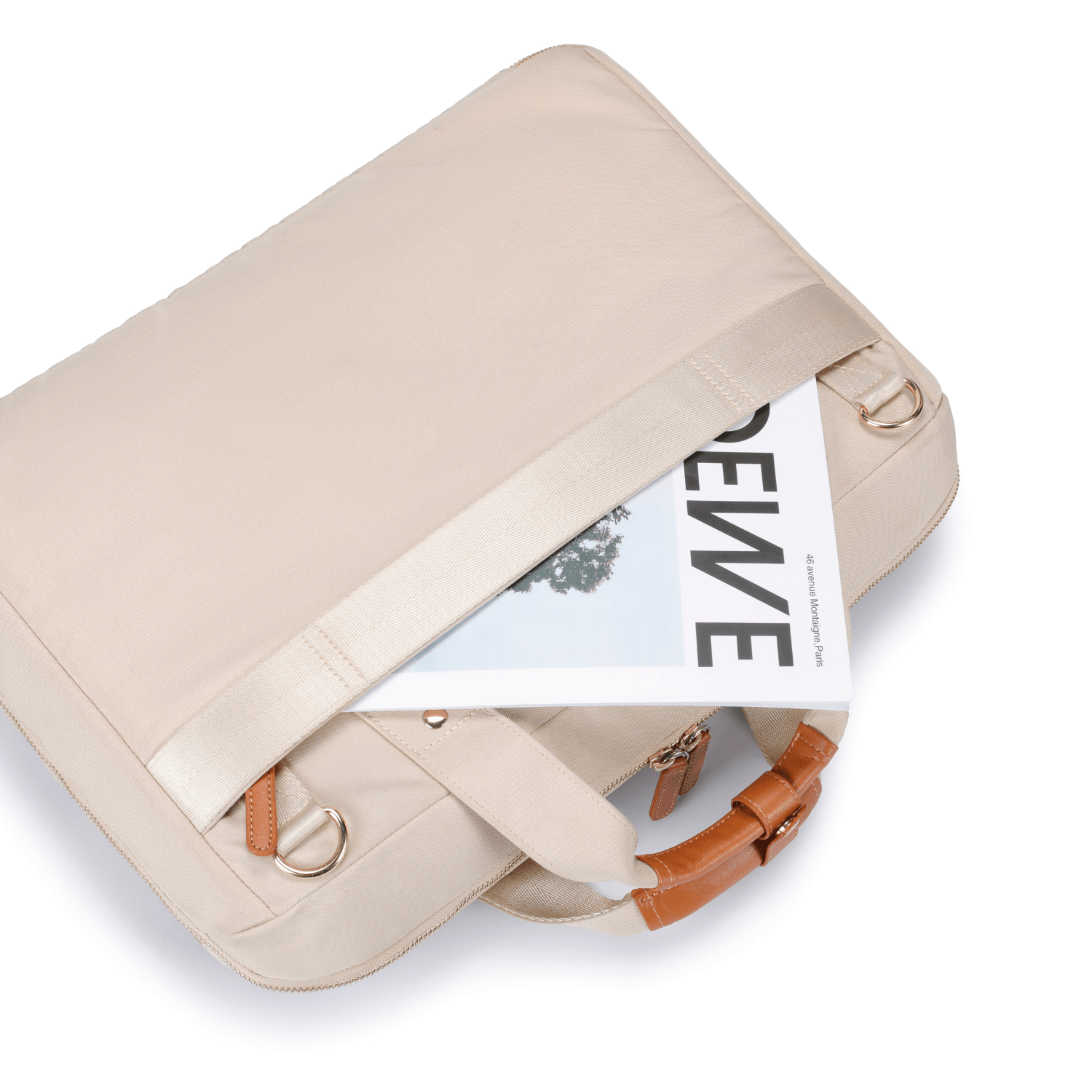 ZenPack LITE Laptop Messenger Bag X Briefcase with USB Fast-Charging for Laptops up to 15.6 inches (Beige) - OKAMI