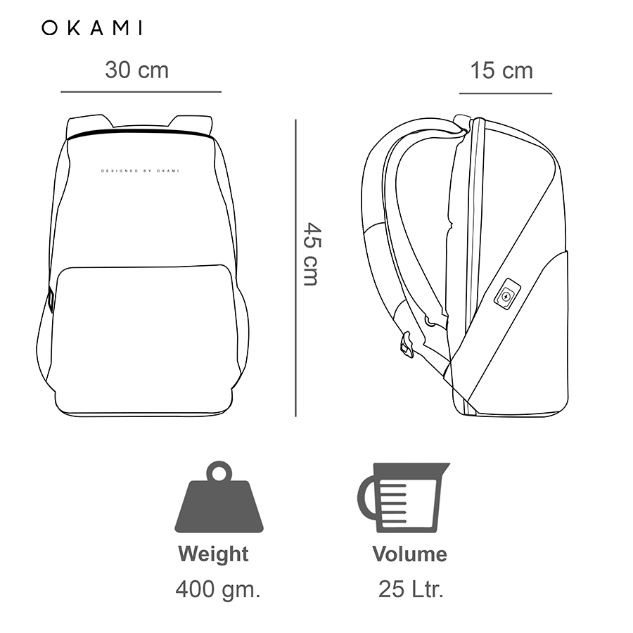 GoPack Classic Anti-Theft Laptop Backpack for Laptops up to 15.6 inches with Tech Organizer (Black) - OKAMI