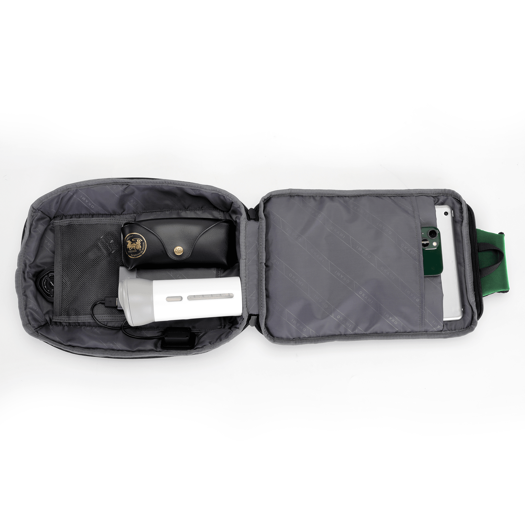 GoPack Mini Tech Sling Bag with DUAL USB with type-C port for Fast-Charging and Advance Organiserd (Kobe Green) - OKAMI