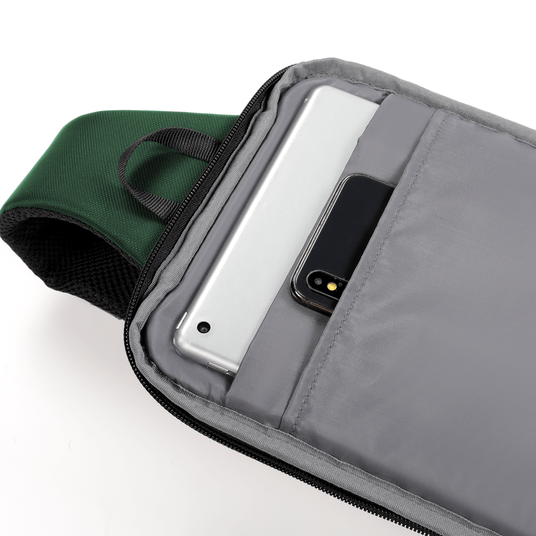 GoPack Mini Tech Sling Bag with DUAL USB with type-C port for Fast-Charging and Advance Organiserd (Kobe Green) - OKAMI