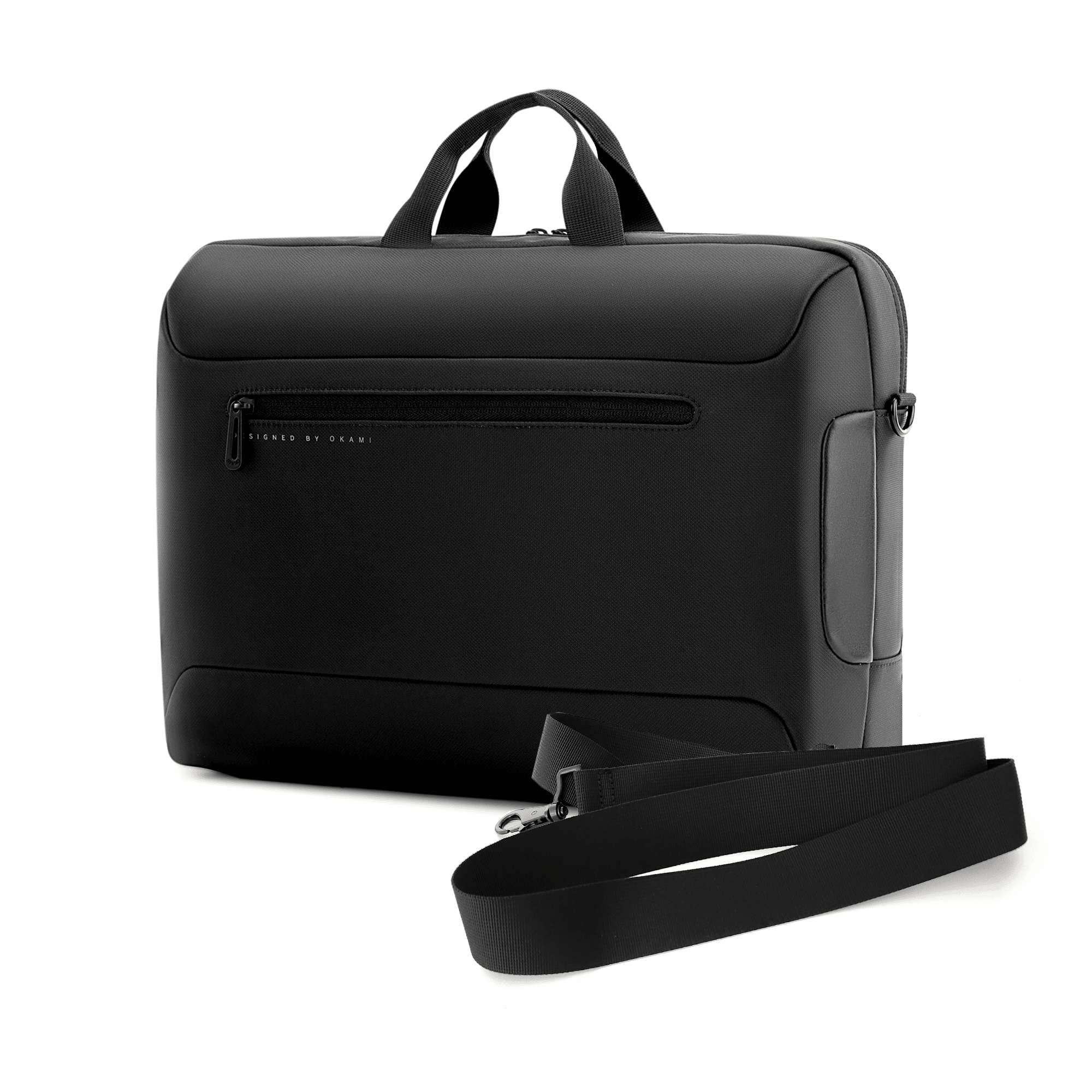 ZenPack UNO Minimal Black Messenger Bag X Briefcase for Laptops upto 15.6 inches (Black) - OKAMI