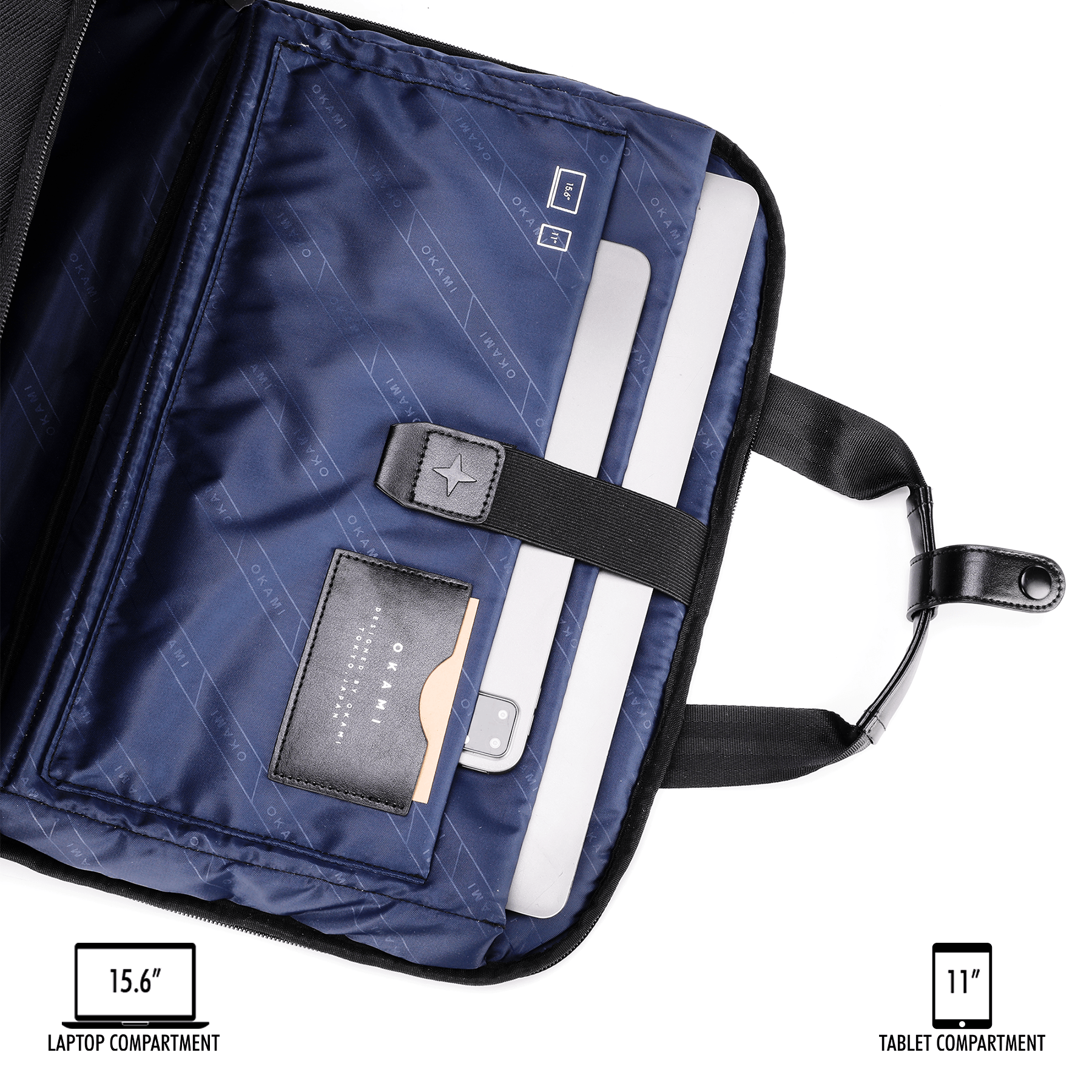 ZenPack LUXE Laptop Messenger Bag X Briefcase with USB Fast-Charging | RFID Safe Advanced Organiser for Laptops upto 15.6 inches (Black) - OKAMI
