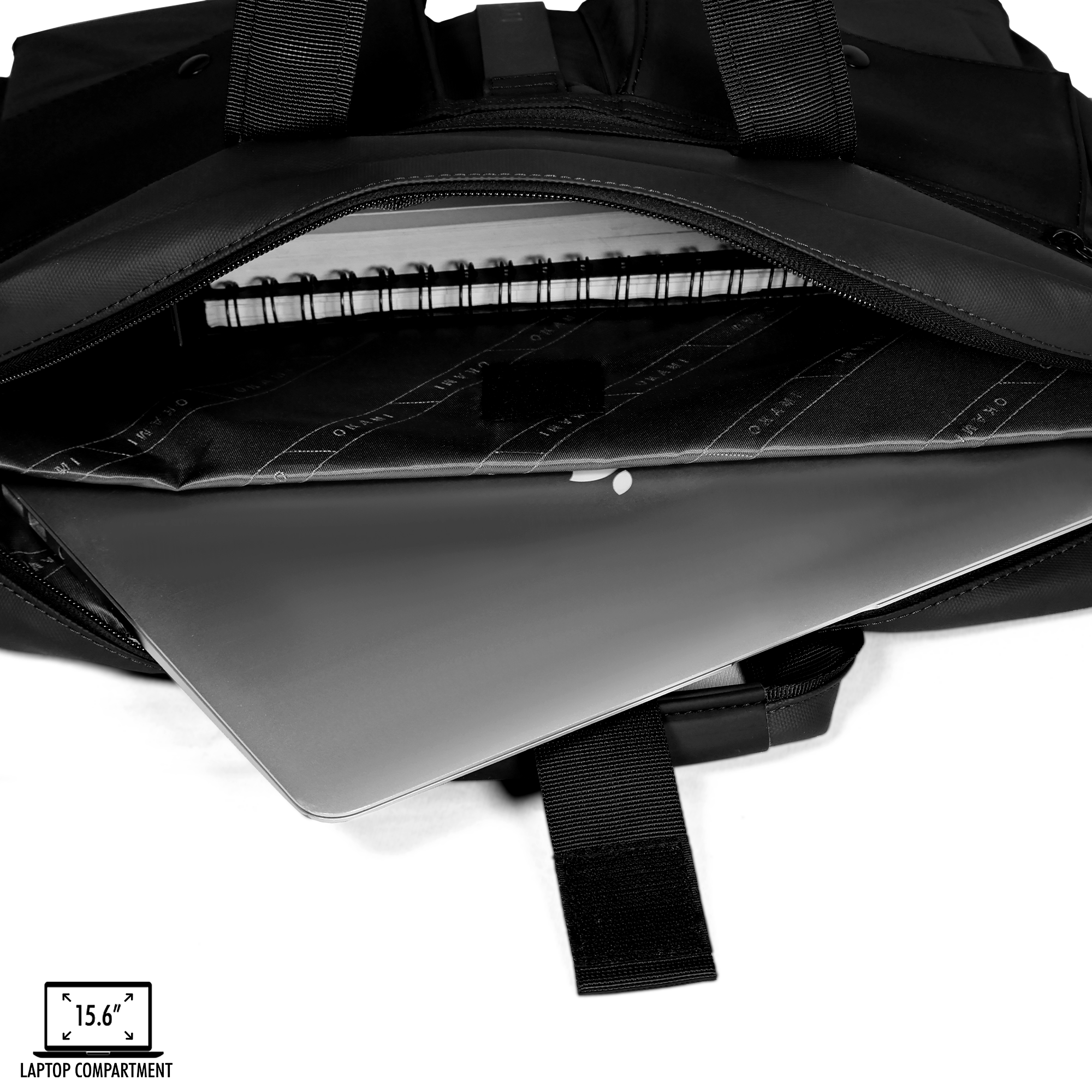 Okami Zenpack Cargo Laptop Messenger Bag X Briefcase with USB Fast-Charging (Obsidian Black)