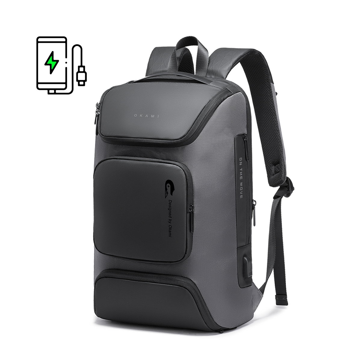 Nomad Laptop Backpack (Onyx Grey) with USB Fast-Charging