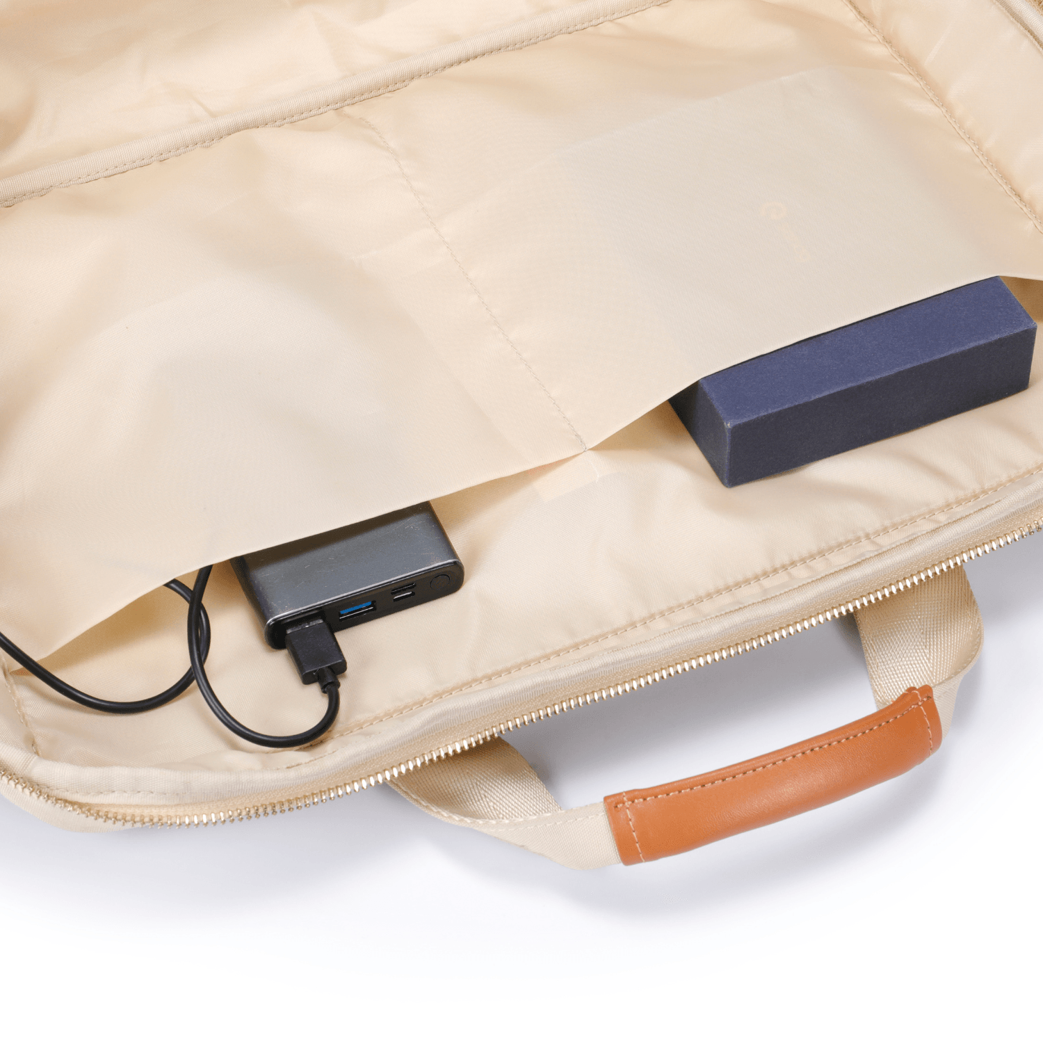 ZenPack LITE Laptop Messenger Bag X Briefcase with USB Fast-Charging for Laptops up to 15.6 inches (Beige) - OKAMI