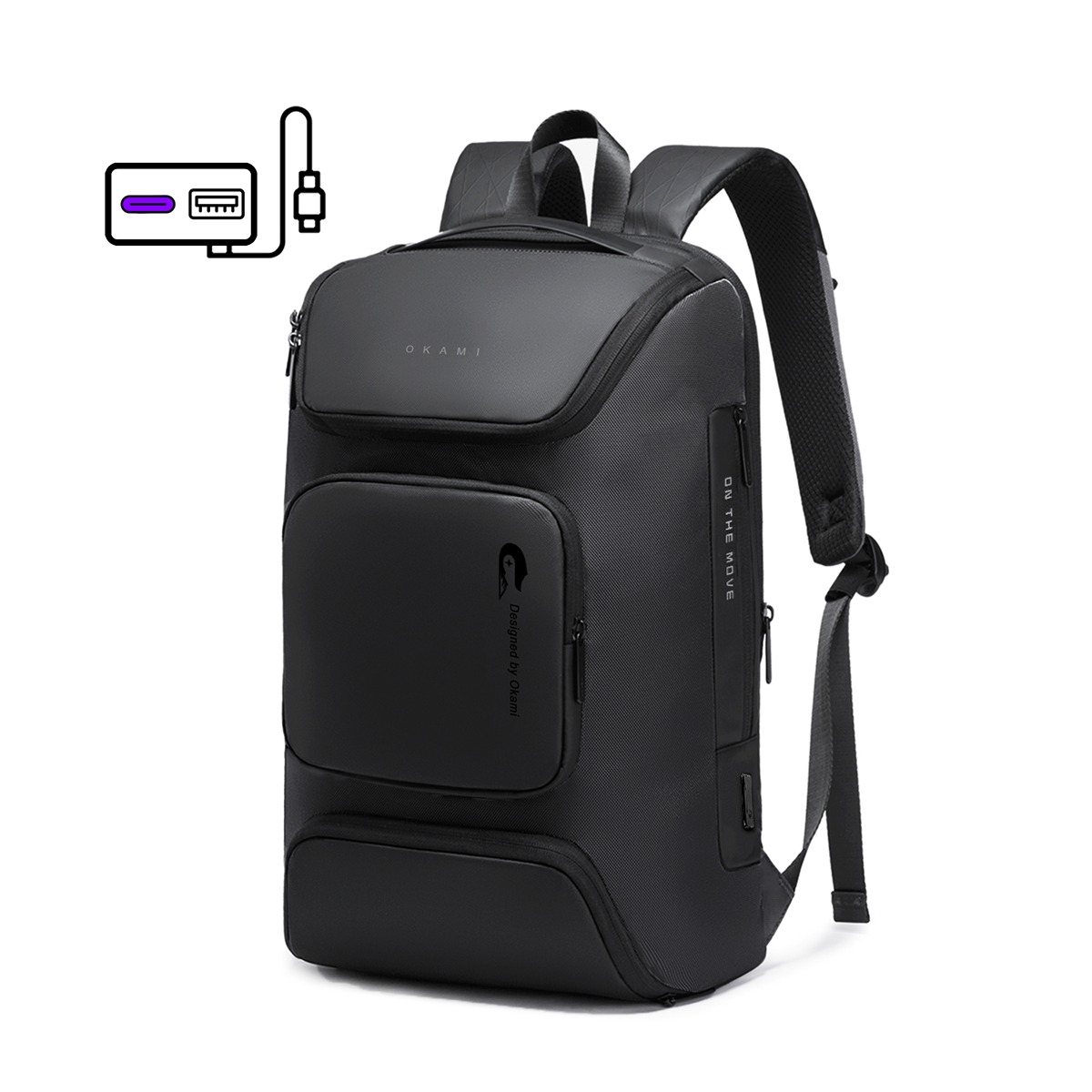 Nomad Laptop Backpack with Integrated Dual USB PD 3.0 Type-C Fast-Charging Upto 35 Watts (Black)