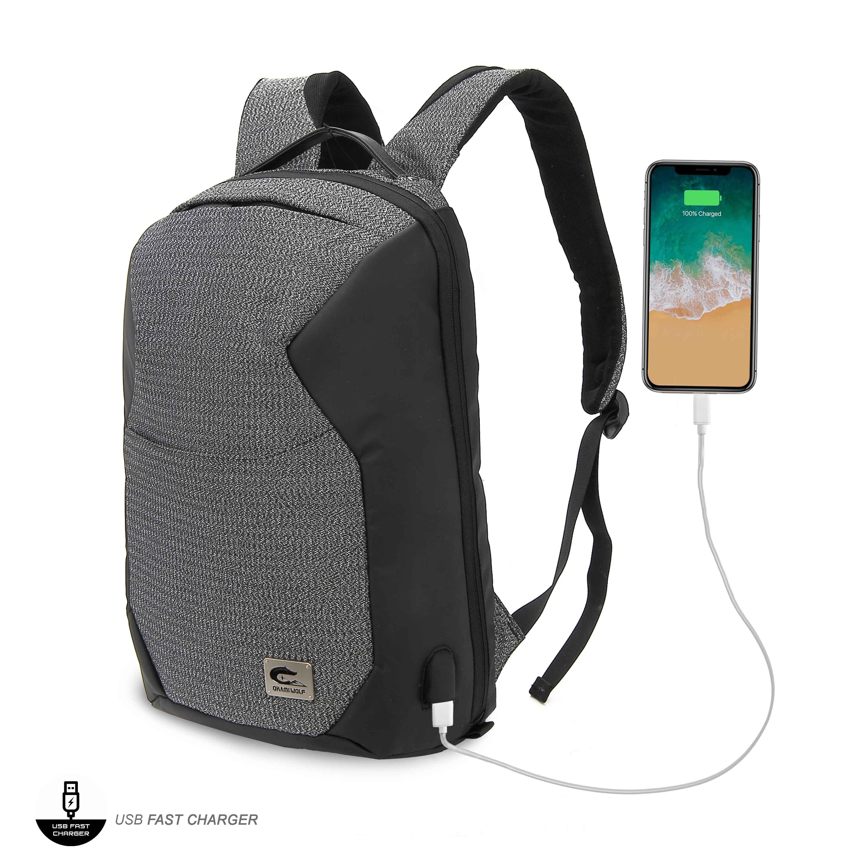 Urban Slate Laptop Backpack with USB Fast-Charging - OKAMI